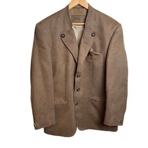Landhaus C&A Naturally Men's L/42R Trachten Alpine Suede Blazer Jacket Embroider